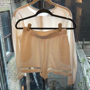 Karin Grimaldi white silk top and shorts